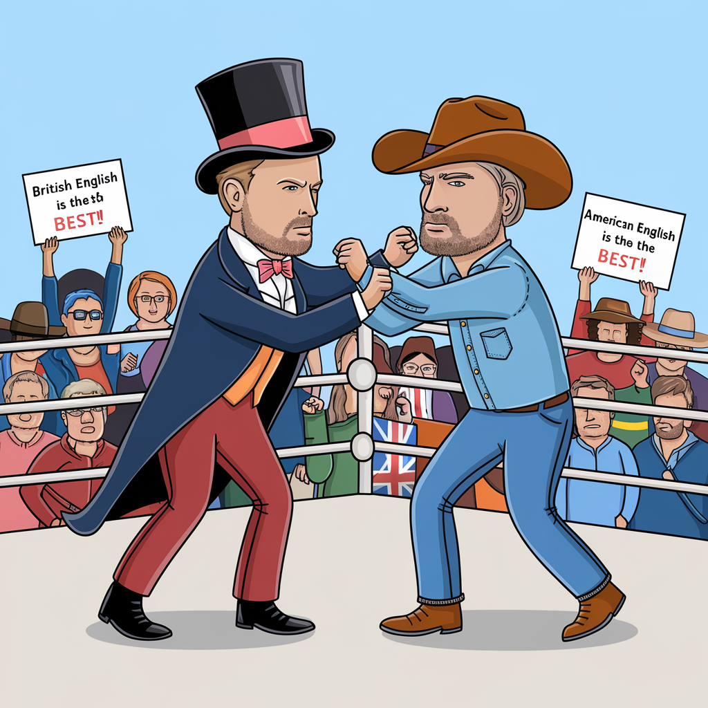 Imagen que representa la lucha entre el inglés británico y el ingles americano
