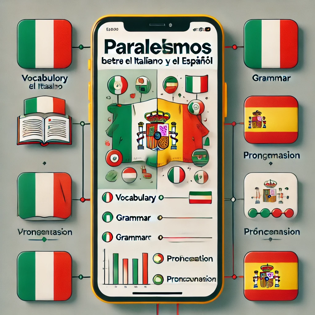 Imagen que representa los paralelismos entre el Italiano y el Español