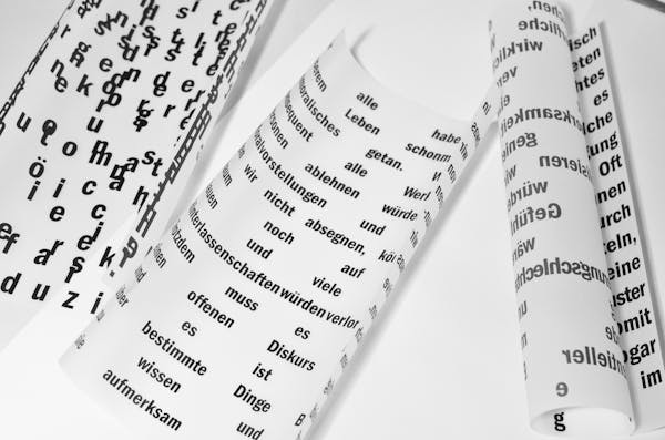 Imagen de un listado de vocabulario en Alemán
